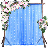 Bulk 2 PCS Tulle Sheer Backdrop Curtain Drapes with Led Light for Wedding Arch Baby Shower Birthday Party Decoration Wholesale