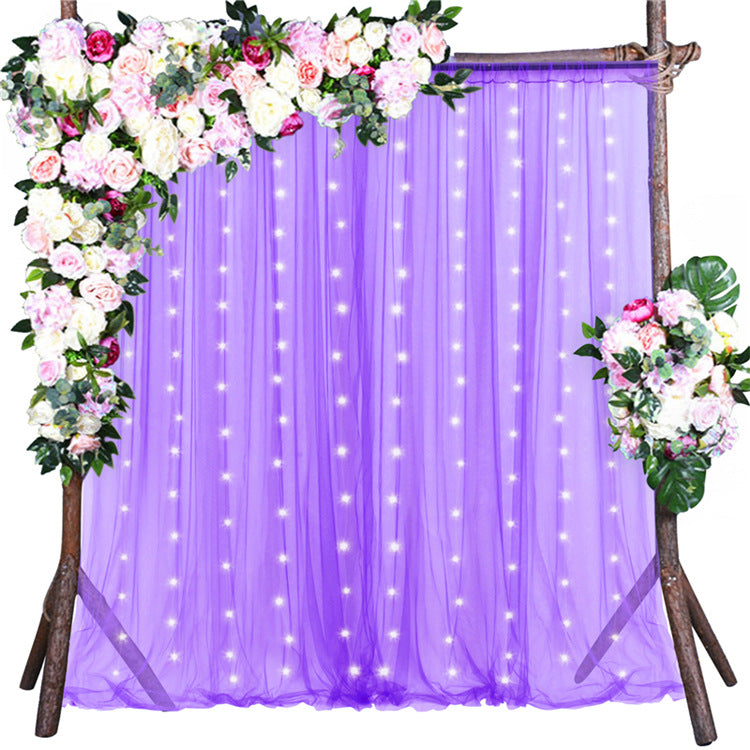 Bulk 2 PCS Tulle Sheer Backdrop Curtain Drapes with Led Light for Wedding Arch Baby Shower Birthday Party Decoration Wholesale