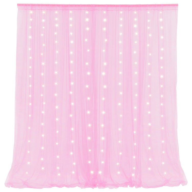 Bulk 2 PCS Tulle Sheer Backdrop Curtain Drapes with Led Light for Wedding Arch Baby Shower Birthday Party Decoration Wholesale