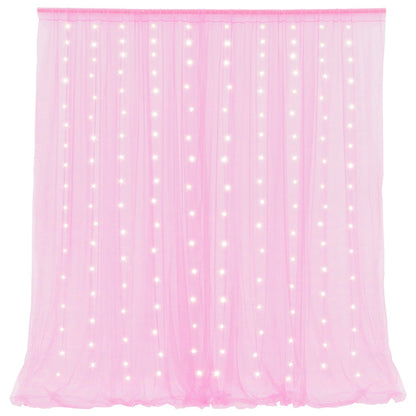 Bulk 2 PCS Tulle Sheer Backdrop Curtain Drapes with Led Light for Wedding Arch Baby Shower Birthday Party Decoration Wholesale