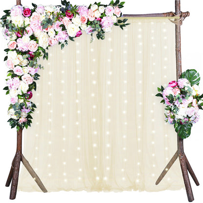 Bulk 2 PCS Tulle Sheer Backdrop Curtain Drapes with Led Light for Wedding Arch Baby Shower Birthday Party Decoration Wholesale