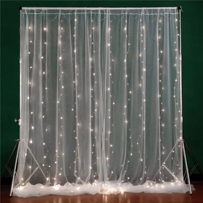 Bulk 2 PCS Tulle Sheer Backdrop Curtain Drapes with Led Light for Wedding Arch Baby Shower Birthday Party Decoration Wholesale