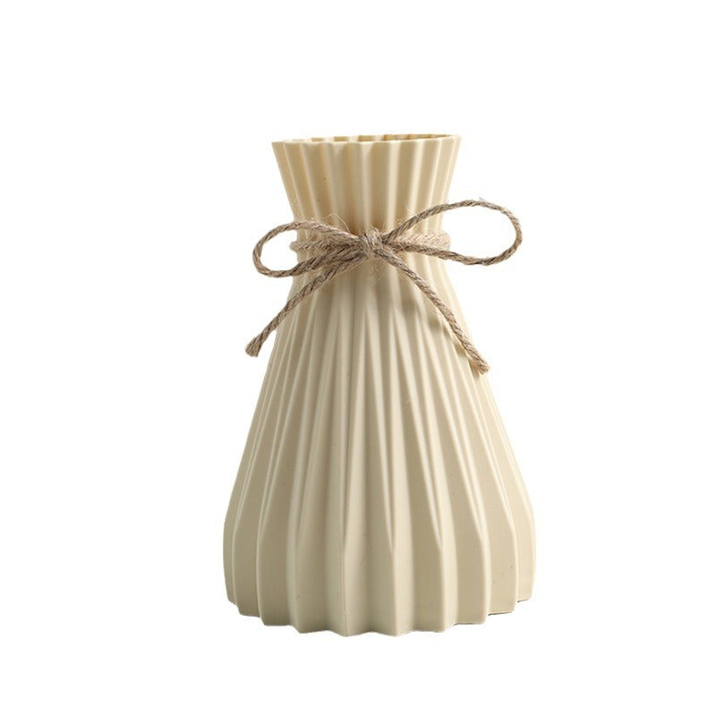 Bulk 2 Pcs 6.7X4.7in Water Corrugated Plastic Vase with Rope Paper Folding Shape Vases Wholesale