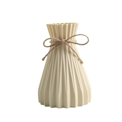 Bulk 2 Pcs 6.7X4.7in Water Corrugated Plastic Vase with Rope Paper Folding Shape Vases Wholesale