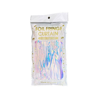 Bulk 2 Pcs Clear Iridescent Foil Fringe Backdrop Curtains Door Streamers for Wedding New Year Bachelorette Birthday Party Decoration Wholesale