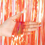 Bulk 2 Pcs Clear Iridescent Foil Fringe Backdrop Curtains Door Streamers for Wedding New Year Bachelorette Birthday Party Decoration Wholesale