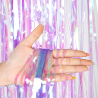 Bulk 2 Pcs Clear Iridescent Foil Fringe Backdrop Curtains Door Streamers for Wedding New Year Bachelorette Birthday Party Decoration Wholesale
