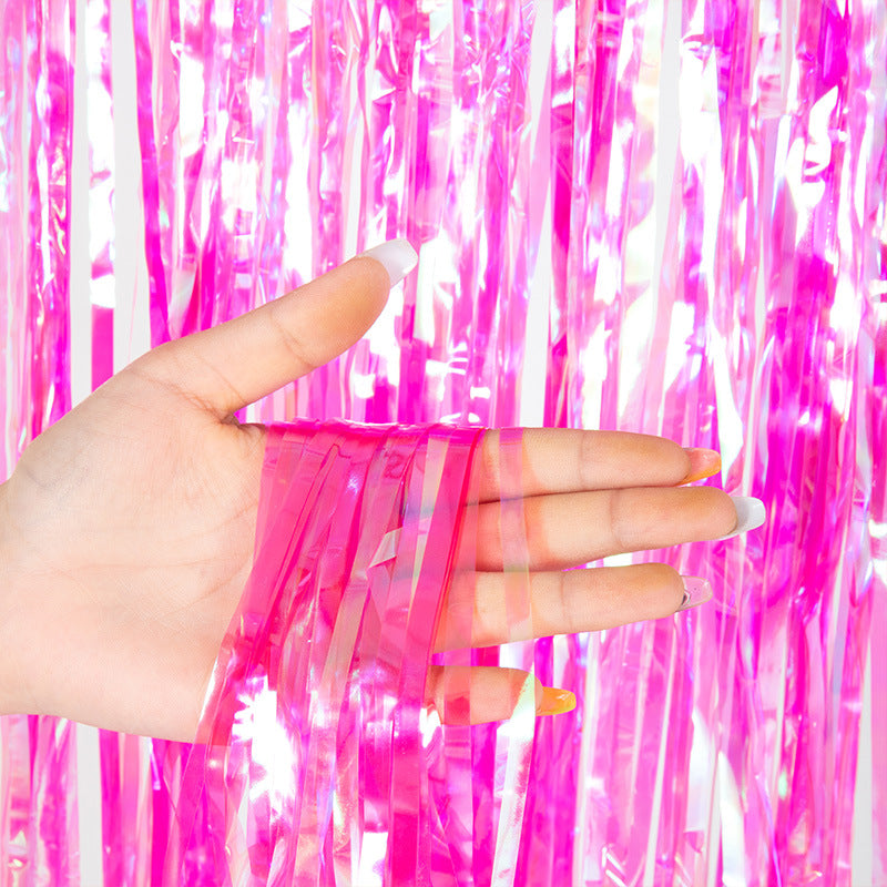 Bulk 2 Pcs Clear Iridescent Foil Fringe Backdrop Curtains Door Streamers for Wedding New Year Bachelorette Birthday Party Decoration Wholesale