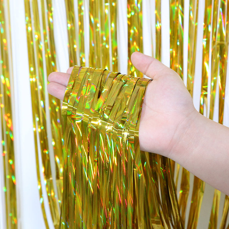 Bulk 2 Pcs Colorful Metallic Foil Fringe Backdrop Curtains Door Streamers for Wedding New Year Bachelorette Birthday Disco Party Decoration Wholesale