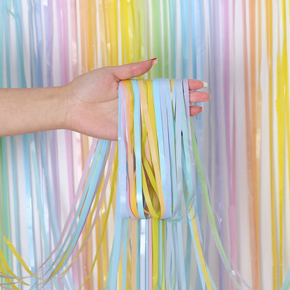 Bulk 2 Pcs Macaron Rainbow Foil Fringe Backdrop Curtains Door Streamers for Wedding New Year Bachelorette Birthday Party Decoration Wholesale