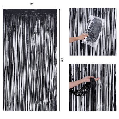 Bulk 2 Pcs Metallic Foil Fringe Backdrop Curtains Door Streamers for Wedding New Year Bachelorette Disco Party Decoration Wholesale