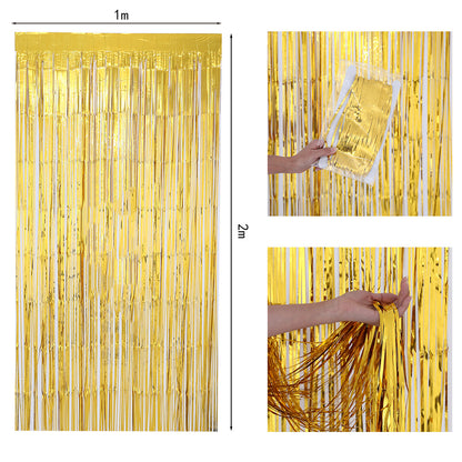 Bulk 2 Pcs Metallic Foil Fringe Backdrop Curtains Door Streamers for Wedding New Year Bachelorette Disco Party Decoration Wholesale