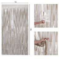 Bulk 2 Pcs Metallic Foil Fringe Backdrop Curtains Door Streamers for Wedding New Year Bachelorette Disco Party Decoration Wholesale