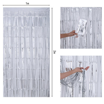 Bulk 2 Pcs Metallic Foil Fringe Backdrop Curtains Door Streamers for Wedding New Year Bachelorette Disco Party Decoration Wholesale