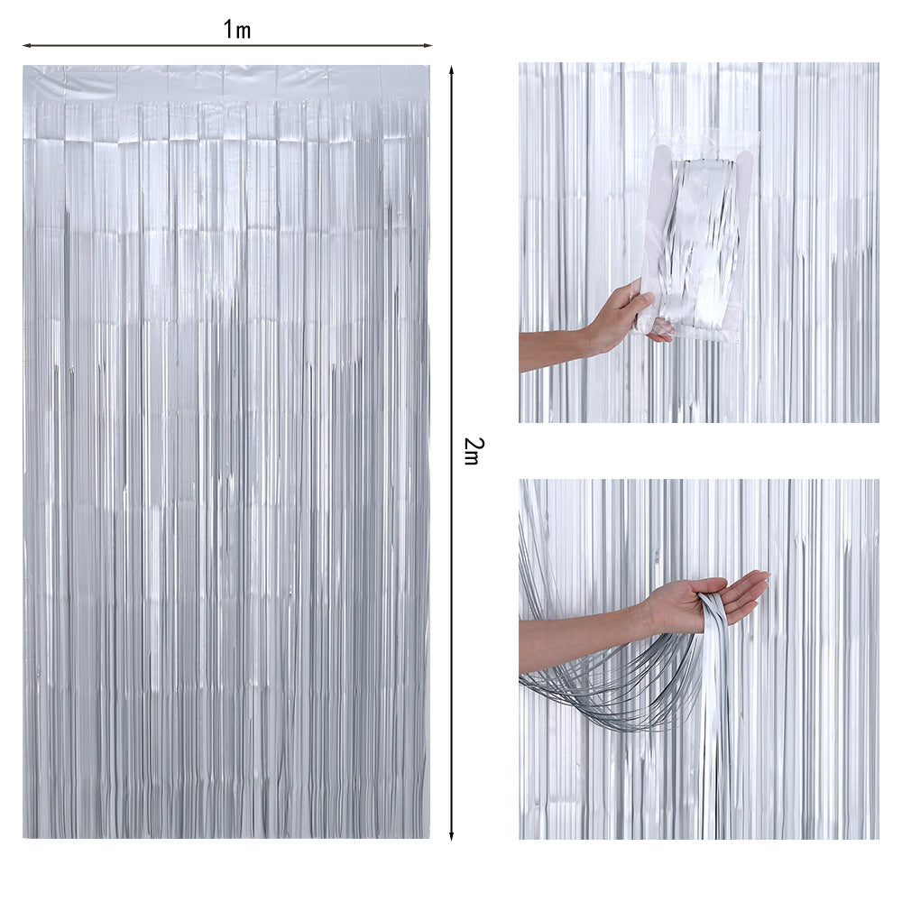 Bulk 2 Pcs Metallic Foil Fringe Backdrop Curtains Door Streamers for Wedding New Year Bachelorette Disco Party Decoration Wholesale