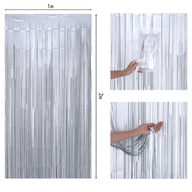 Bulk 2 Pcs Metallic Foil Fringe Backdrop Curtains Door Streamers for Wedding New Year Bachelorette Disco Party Decoration Wholesale