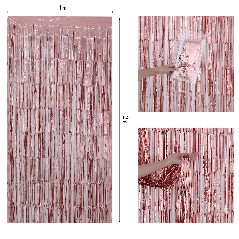 Bulk 2 Pcs Metallic Foil Fringe Backdrop Curtains Door Streamers for Wedding New Year Bachelorette Disco Party Decoration Wholesale