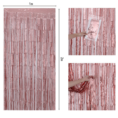 Bulk 2 Pcs Metallic Foil Fringe Backdrop Curtains Door Streamers for Wedding New Year Bachelorette Disco Party Decoration Wholesale