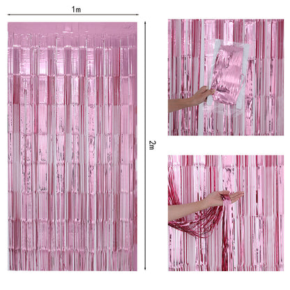 Bulk 2 Pcs Metallic Foil Fringe Backdrop Curtains Door Streamers for Wedding New Year Bachelorette Disco Party Decoration Wholesale