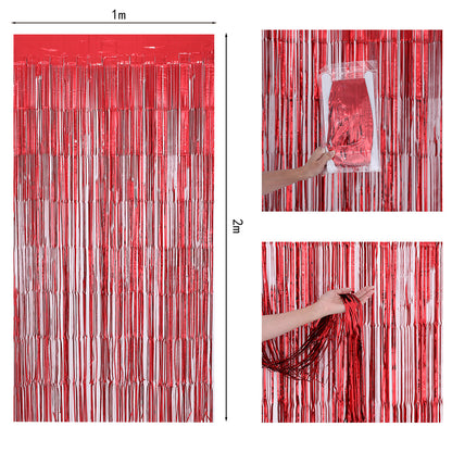 Bulk 2 Pcs Metallic Foil Fringe Backdrop Curtains Door Streamers for Wedding New Year Bachelorette Disco Party Decoration Wholesale