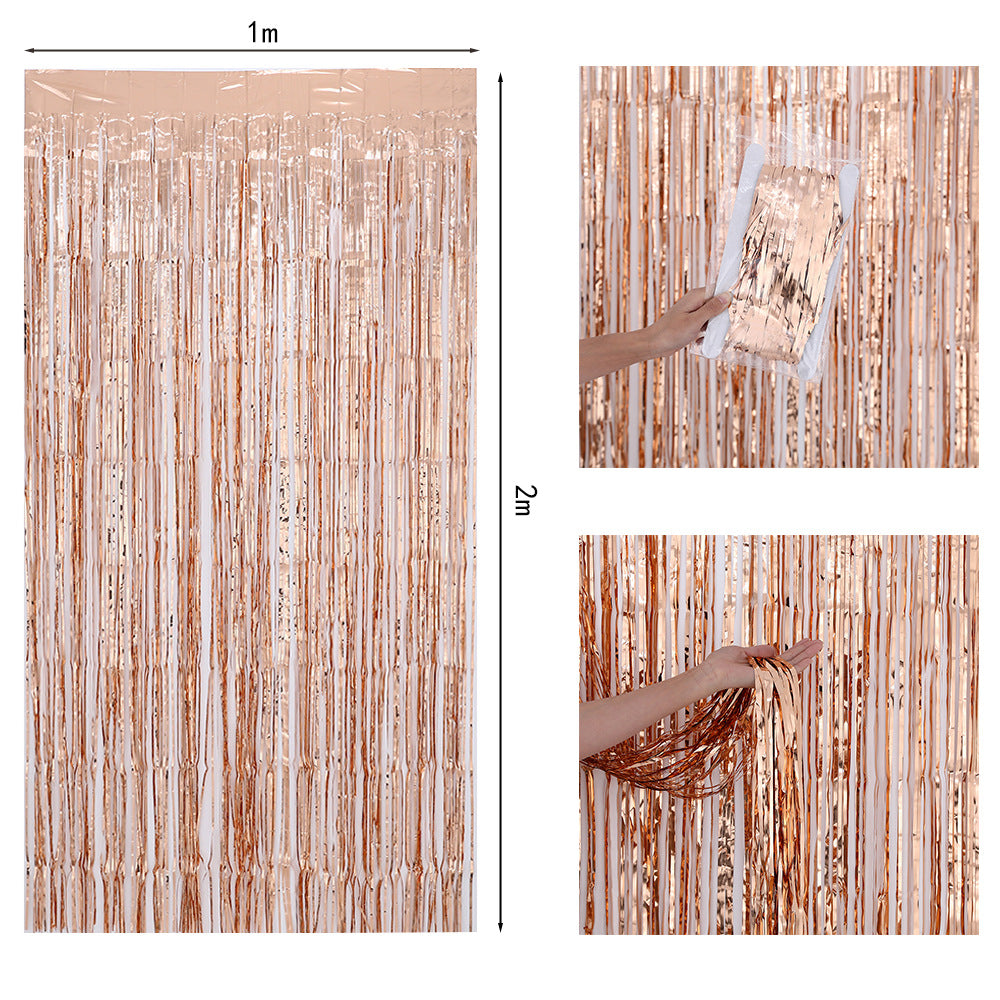 Bulk 2 Pcs Metallic Foil Fringe Backdrop Curtains Door Streamers for Wedding New Year Bachelorette Disco Party Decoration Wholesale