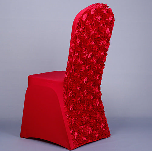 Bulk 2 Pcs Polyester Stretch Chair Cover with Satin Rosette for Wedding Banquet Reception Decorations Wholesale