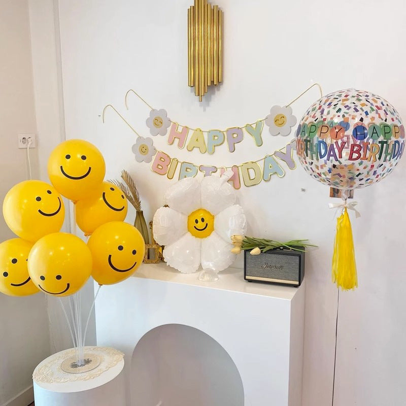 Bulk 2 Set Happy Birthday Banner with Daisy Flower for Birthday Party Baby Shower Party Supplies Wholesale