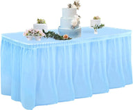 Bulk 2 Pack 54x108 Inch Tablecloth 169x29 Inch Disposable Table Skirt Set PEVA Waterproof Oil-Proof for Wedding Birthday Graduation Decor Wholesale