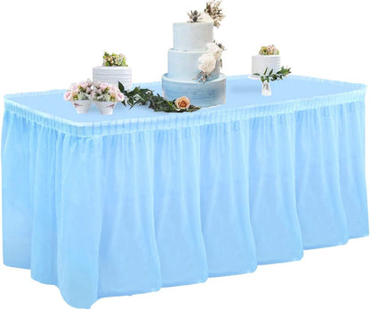 Bulk 2 Pack 54x108 Inch Tablecloth 169x29 Inch Disposable Table Skirt Set PEVA Waterproof Oil-Proof for Wedding Birthday Graduation Decor Wholesale