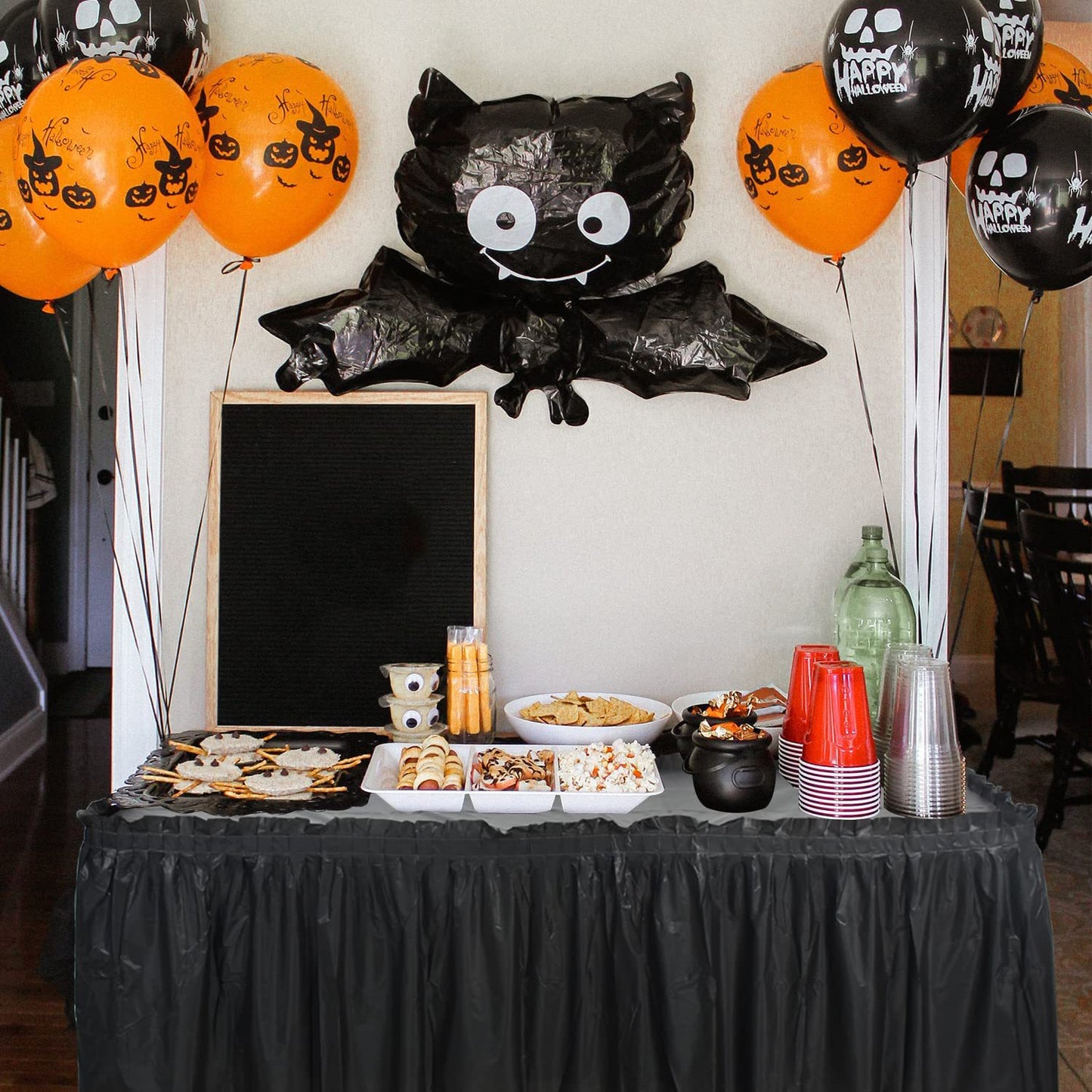 Bulk 2 Pack 54x108 Inch Tablecloth 169x29 Inch Disposable Table Skirt Set PEVA Waterproof Oil-Proof for Wedding Birthday Graduation Decor Wholesale