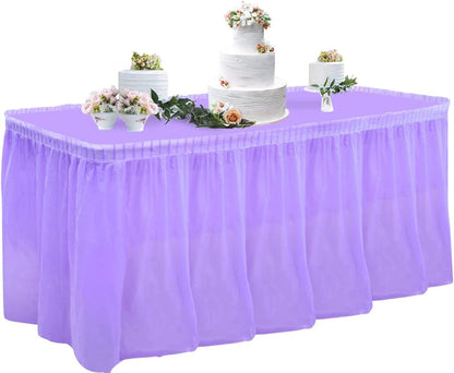 Bulk 2 Pack 54x108 Inch Tablecloth 169x29 Inch Disposable Table Skirt Set PEVA Waterproof Oil-Proof for Wedding Birthday Graduation Decor Wholesale