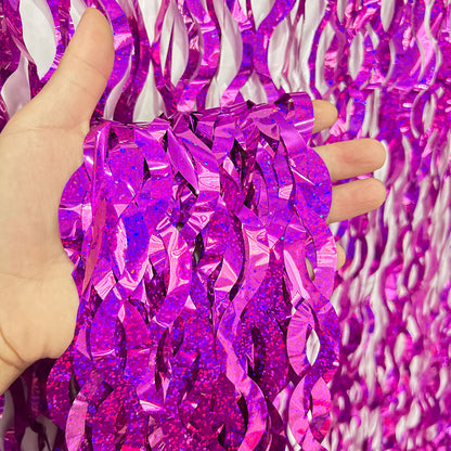 Bulk 2pcs Laser Wavy Metallic Foil Fringe Backdrop Curtains Door Streamers for Wedding New Year Bachelorette Birthday Disco Party Decoration Wholesale