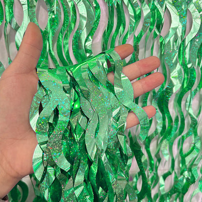 Bulk 2pcs Laser Wavy Metallic Foil Fringe Backdrop Curtains Door Streamers for Wedding New Year Bachelorette Birthday Disco Party Decoration Wholesale