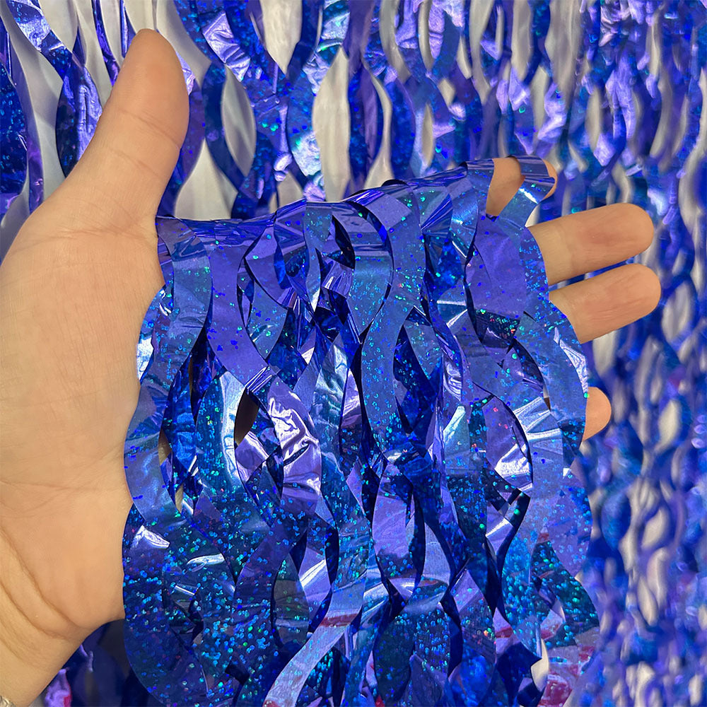 Bulk 2pcs Laser Wavy Metallic Foil Fringe Backdrop Curtains Door Streamers for Wedding New Year Bachelorette Birthday Disco Party Decoration Wholesale