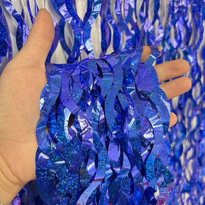 Bulk 2pcs Laser Wavy Metallic Foil Fringe Backdrop Curtains Door Streamers for Wedding New Year Bachelorette Birthday Disco Party Decoration Wholesale