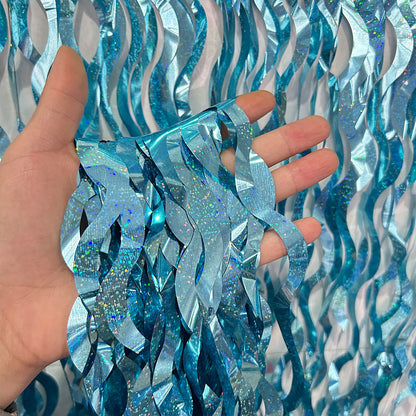 Bulk 2pcs Laser Wavy Metallic Foil Fringe Backdrop Curtains Door Streamers for Wedding New Year Bachelorette Birthday Disco Party Decoration Wholesale