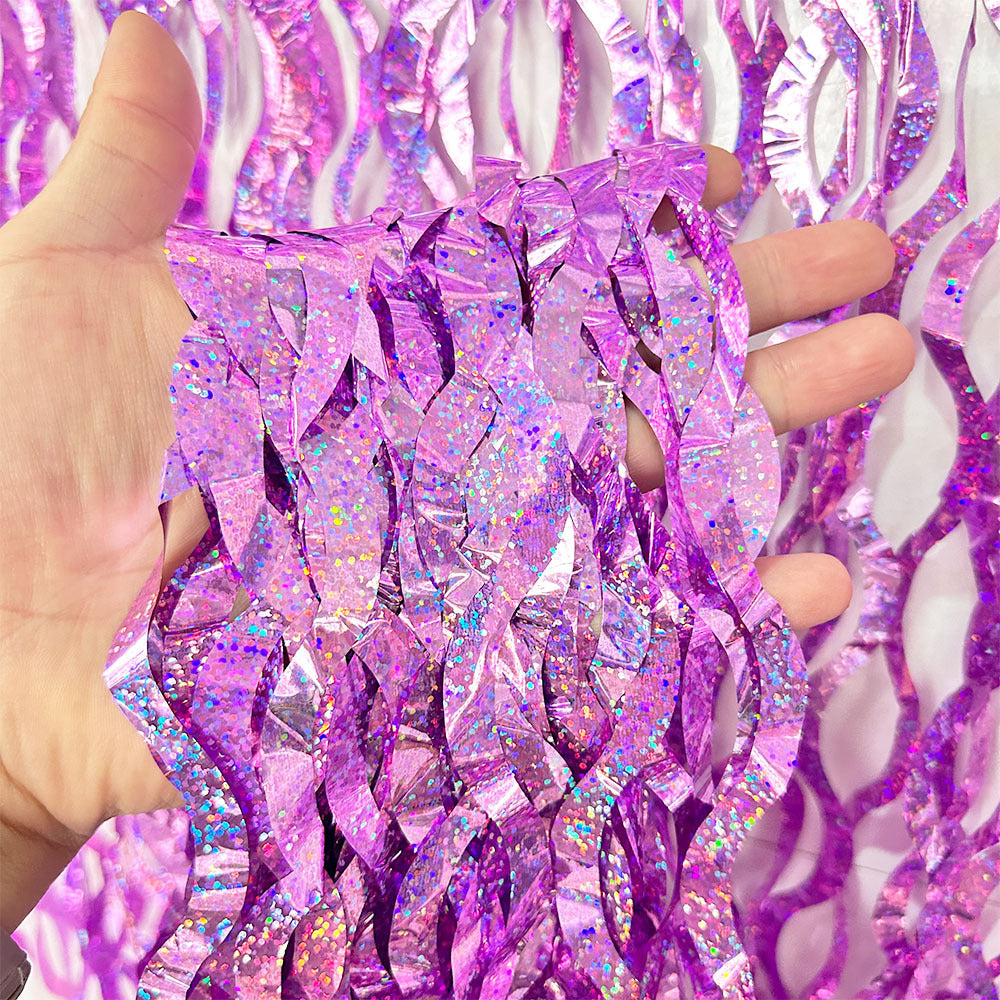 Bulk 2pcs Laser Wavy Metallic Foil Fringe Backdrop Curtains Door Streamers for Wedding New Year Bachelorette Birthday Disco Party Decoration Wholesale