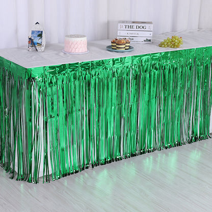 Bulk 2pcs Metallic Foil Fringe Tinsel Table Skirt Table Streamer for Wedding Birthday Parade Floats Christmas Party Decoration Wholesale