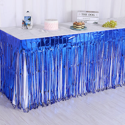 Bulk 2pcs Metallic Foil Fringe Tinsel Table Skirt Table Streamer for Wedding Birthday Parade Floats Christmas Party Decoration Wholesale
