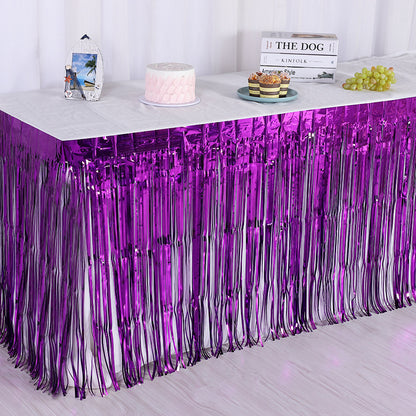 Bulk 2pcs Metallic Foil Fringe Tinsel Table Skirt Table Streamer for Wedding Birthday Parade Floats Christmas Party Decoration Wholesale