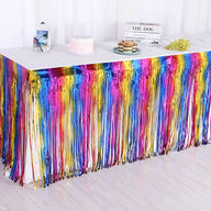 Bulk 2pcs Metallic Foil Fringe Tinsel Table Skirt Table Streamer for Wedding Birthday Parade Floats Christmas Party Decoration Wholesale