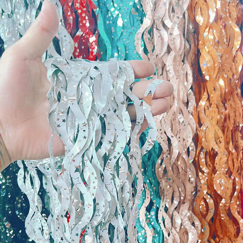 Bulk 10pcs Star Wavy Metallic Foil Fringe Backdrop Curtains Door Streamers for Wedding New Year Bachelorette Birthday Disco Party Decoration Wholesale