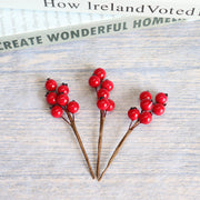 5 PCS Artificial Berry Stems 12 Inch Red Silk Christmas Tree Picks for Holiday DIY Crafts