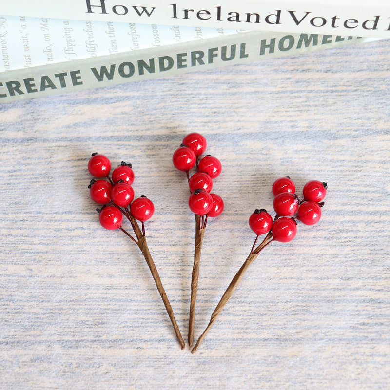 5 PCS Artificial Berry Stems 12 Inch Red Silk Christmas Tree Picks for Holiday DIY Crafts