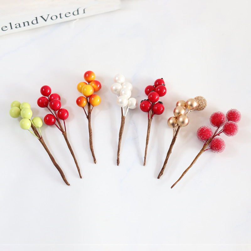 5 PCS Artificial Berry Stems 12 Inch Red Silk Christmas Tree Picks for Holiday DIY Crafts
