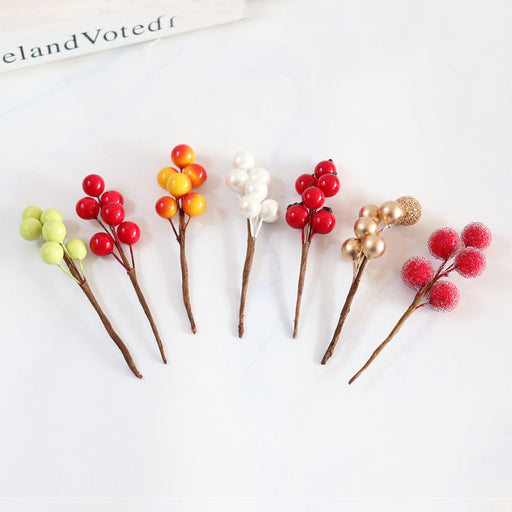 5 PCS Artificial Berry Stems 12 Inch Red Silk Christmas Tree Picks for Holiday DIY Crafts