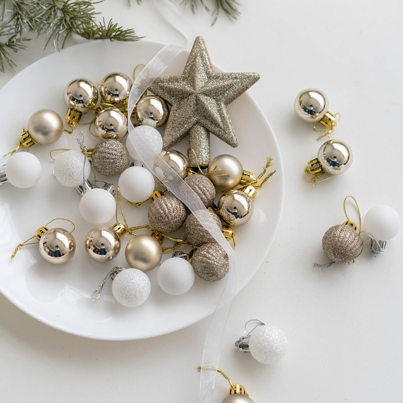30 Pcs Christmas Ball Ornaments Set with Glitter Star Treetop Hanging Decorations