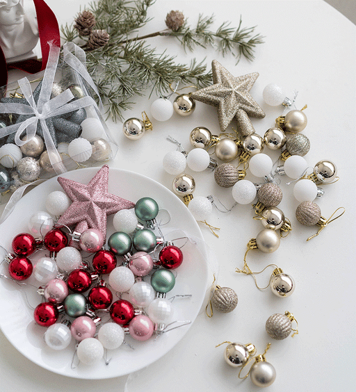30 Pcs Christmas Ball Ornaments Set with Glitter Star Treetop Hanging Decorations