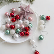 30 Pcs Christmas Ball Ornaments Set with Glitter Star Treetop Hanging Decorations