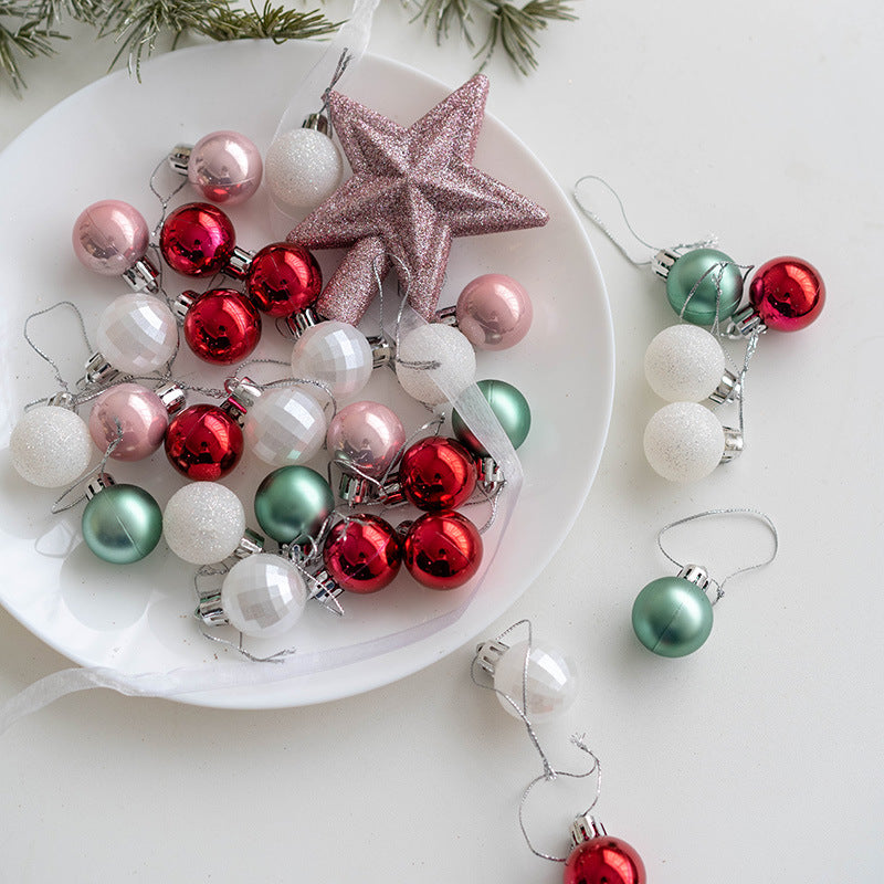 30 Pcs Christmas Ball Ornaments Set with Glitter Star Treetop Hanging Decorations
